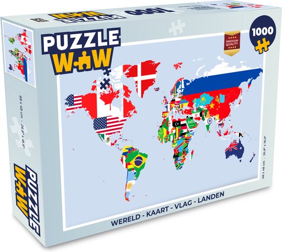 Puzzle World - Carte - Drapeau - Jigsaw Puzzle - Puzzle 1000 pièces adultes