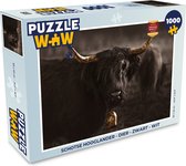 Puzzel Schotse hooglander - Dier - Zwart - wit - Legpuzzel - Puzzel 1000 stukjes volwassenen