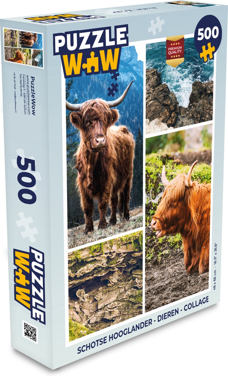 Puzzel Schotse hooglander - Dieren - Collage - Legpuzzel - Puzzel 500 stukjes