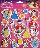 Disney Princess - Foam stickers - 22 stuks - Glitter - Belle - de kleine zeemeermin - Sneeuwwitje - Assepoester - Aurora - Stickervel - kado - cadeau - Sinterklaas - Kerst