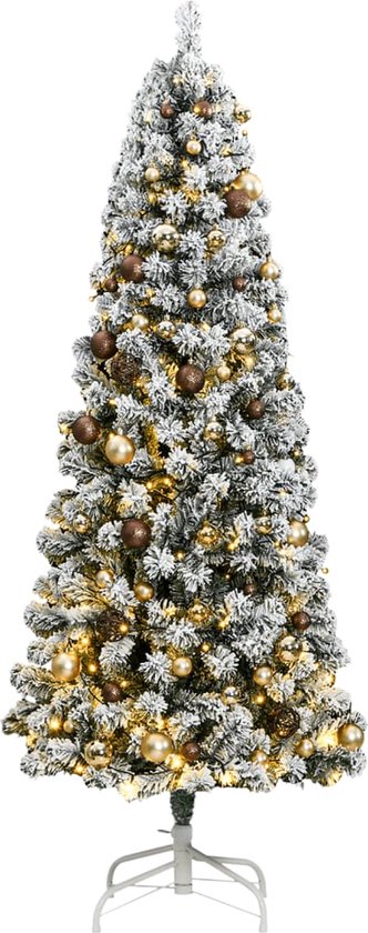 vidaXL-Kunstkerstboom-met-scharnieren-300-LED's-en-kerstballen-180-cm