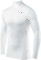 TCA Men's HyperFusion Compression Base Layer Top Long Sleeve Under Shirt - Mock Neck - White, X-Large