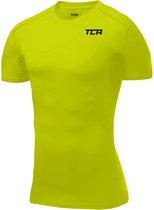 TCA Men's HyperFusion Compression Base Layer Top Short Sleeve Under Shirt - Lime Punch, X-Large