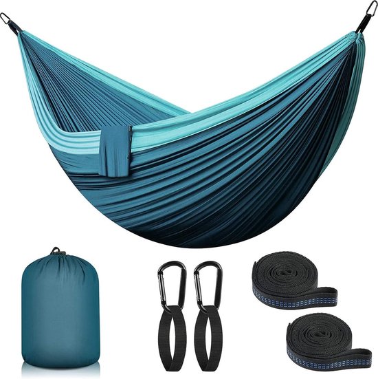 Outdoor Camping Hammocks 2 People 300 x 200 cm Ultralight Portable Travel Hammock up to 300 kg Load Capacity Garden Beach Double Hammock Parachute Nylon Breathable Hammock
