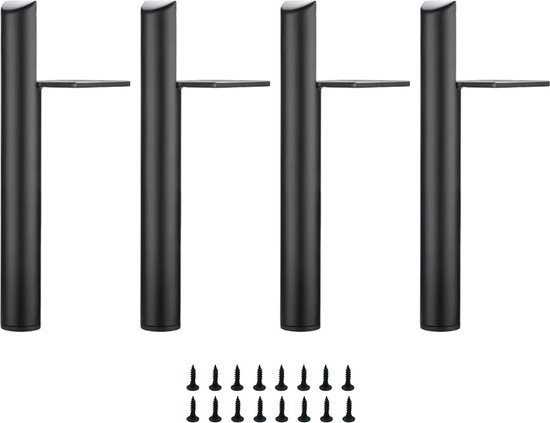 15 cm / 5,9 inch meubelpoten, zwart metaal, doe-het-zelf metalen tafelpoten, draagvermogen tot 800 kg, geschikt voor bank/ salontafel/ TV-kast/ bed en andere meubels.