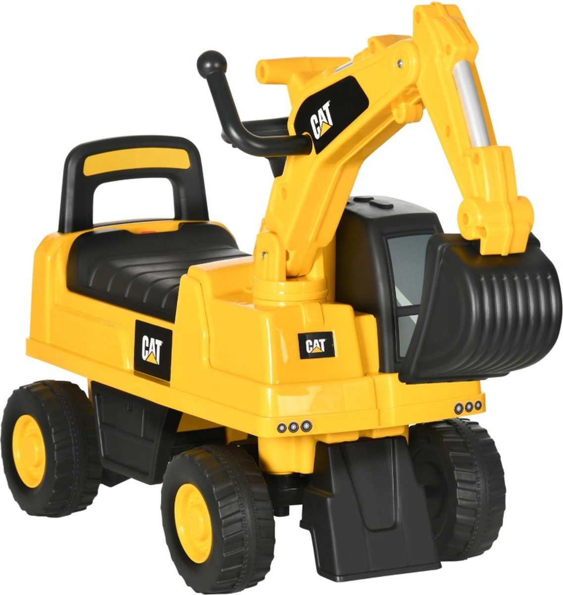 Graafmachine speelgoed - Loopauto - Loopwagen - Bulldozer - Geel/zwart - 85 x 27,5 x 47,5 cm - Zenzee