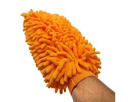 Gadgetpoint - Auto Schoonmaak Spons - Autospons - Washandschoen - Schoonmaakspons Handschoen - 1 zijdig Oranje