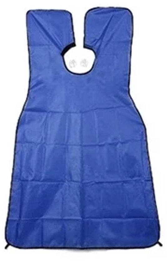 Tablier de rasage | Rasage | Cape de barbe avec ventouses | Se raser la barbe | attrape-cheveux | Bleu | 6.213