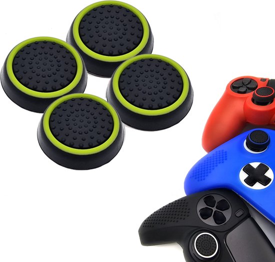 Foto: Gadgetpoint gaming thumb grips performance thumbsticks accessoires geschikt voor playstation ps4 ps5 xbox 360 one series x s nintendo switch pro controller s thumbgrips zwart met lichtgroen