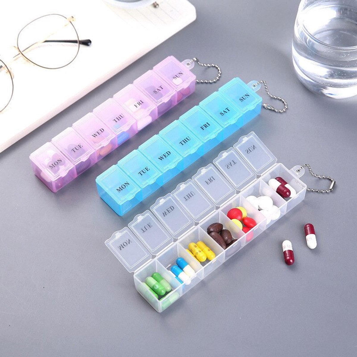 Goedkoopste Gadgetpoint - Pillendoosje - Pillenbox - Opbergbakje - Ma-Zo - 7 dagen - Box - Blauw