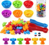 Montessori Telspeelgoed, 58 stuks, koala's in regenboogkleuren met kommetjes, dobbelstenen en pincetten, sorteerspeelgoed voor wiskundige skills, educatief spel, geschenk voor 3, 4, 5, 6 jaar