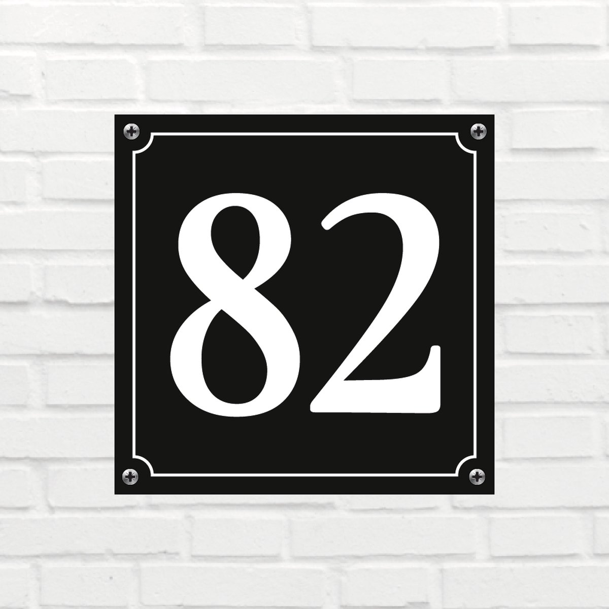 Huisnummerbord Klassiek - Nummer 82 - 14 x 11 cm - incl. bevestiging | - naambord - nummerbord - voordeur