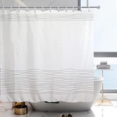 Douchegordijn textiel badkuip wit, zwart kunst abstract lijnen badgordijn douchegordijnen, breedte 200 x hoogte 200 cm