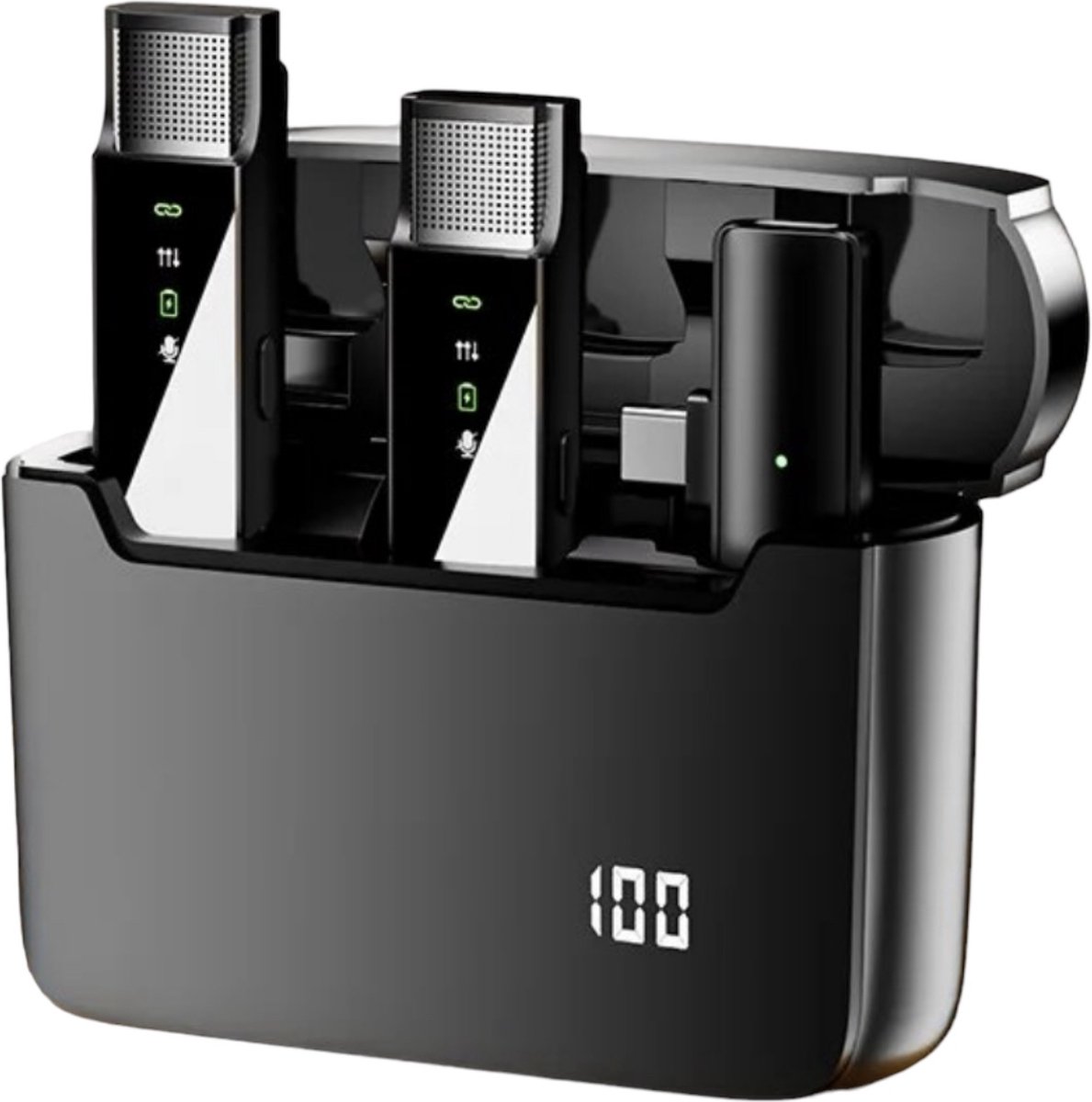 draadloze- smartphone -microfoon -usb c-dubbel-oplaadbox-wireless-geschikt voor android /iPhone 15