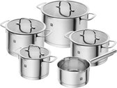 Bol.com 5-delige kookpotset roestvrij staal met schenkfunctie geschikt voor inductie zilver aanbieding