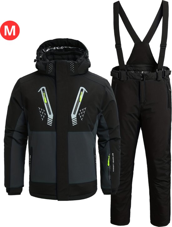 Foto: Livano skipak skibroek skijas ski suit wintersport heren 2 delig zwart winter maat m