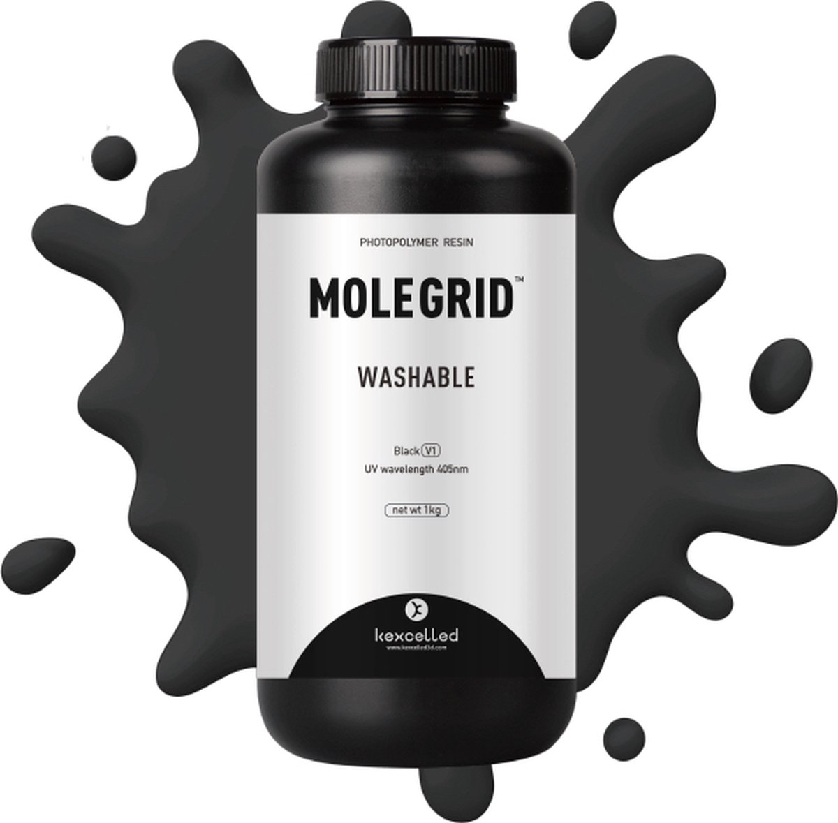 Resin MOLEGRID™ Water Washable - Zwart/Black - 0.5 kg - Kexcelled
