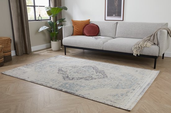 Tapis de salon Aqua - Beige & Argent - 80 x 150 cm