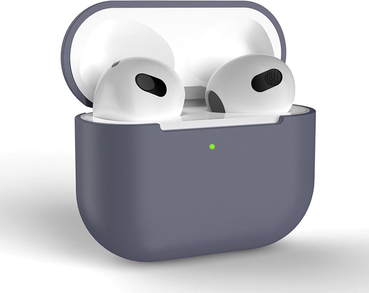 Hoesje in het Lavendel Grijs geschikt voor Apple AirPods 3 - TCH - Beschermhoes - Siliconen - Case - Soft case - Grijs