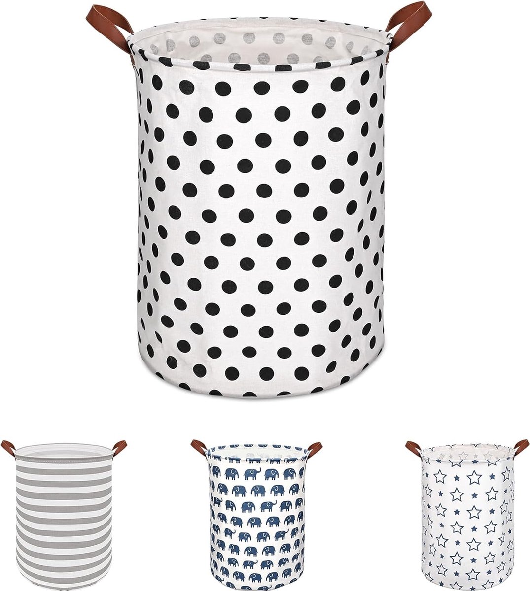 Goedkoopste Laundry Basket, Large 65L Storage Basket with Handle, Foldable Laundry Bag for Dirty Clothes, Bedroom, Children's Room, Waterproof Laundry Baskets, Storage, Black Dot.