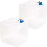 Pakket van 2 opvouwbare watercontainers van 20 liter met kraan, voedselveilige wateropslagkubus, BPA-vrij, kampeerwatercontainer, voor buiten wandelen en noodsituaties, draagbaar.