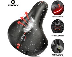 foto van Rocky - Fietszadel Met Gelpads - Fietszadel Heren - Fietszadel Dames - Zadelvering - Waterproof