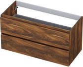 INK Wastafelonderkast - 100x45x52cm - 2 lades - greeploos - houten keerlijst - MFC Noten