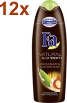 Fa - Natural & Cream - Macadamia & Green Coffee - Douchecrème - 12x 250 ml - Voordeelverpakking