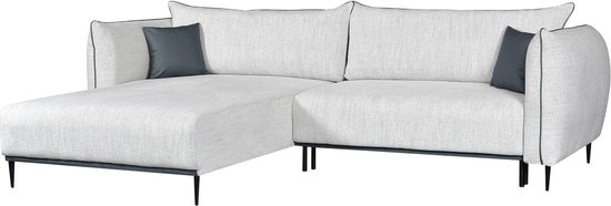 Canapé lit d'angle réversible en tissu gris et blanc ALMILA L 300 cm x H 88 cm x P 195 cm