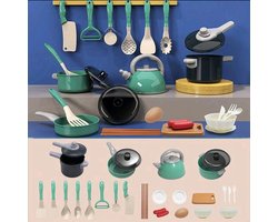 Keukenset Speelgoed 28 stuks - Keukenspeelgoed Groen - Speelgoedkeuken accessoire set - keukengerei met keuken benodigdheden - etenswaren - bakmiddelen