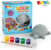 Joya Creative Happy Stones - Dieren Thema All-in-1 Pakket - Schilderpakket voor Kinderen - Steen in Vorm van Schildpad - 6 Kleuren Verf + Penseel