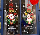 Muursticker Raamstickers Kerst - Merry Christmas - Happy New Year - Krans - Sneeuw - Kerstman - - Sneeuwpop - Winter | Raam Decoratie - Winkel - School - Peuterspeelzaal - Huis - Veranda | Herbruikbaar - Waterdicht - Verwijderbaar | DH collection