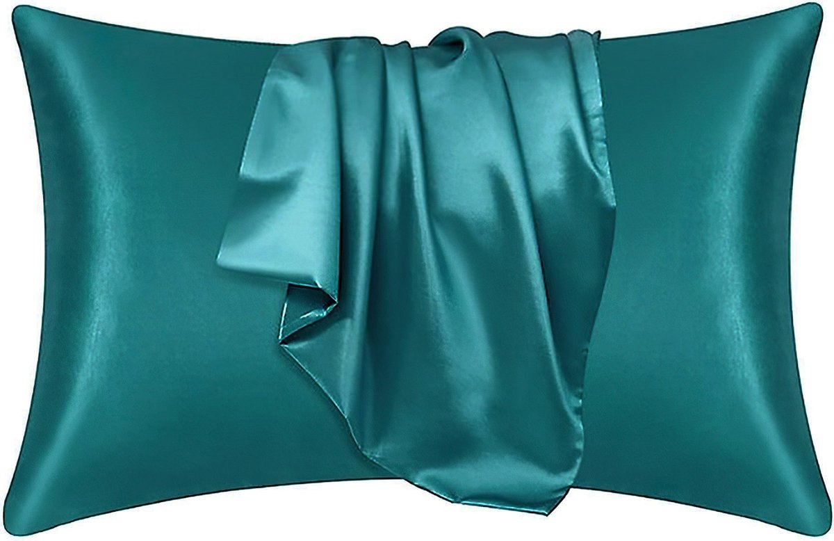Afabs® Satijnen kussensloop Teal 60 x 70 cm hoofdkussen formaat - Satin pillow case / Zijdezachte kussensloop van satijn