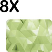 BWK Flexibele Placemat - Abstract - Polygon - Hoekige Vormen - Licht Groen - Set van 8 Placemats - 40x30 cm - PVC Doek - Afneembaar