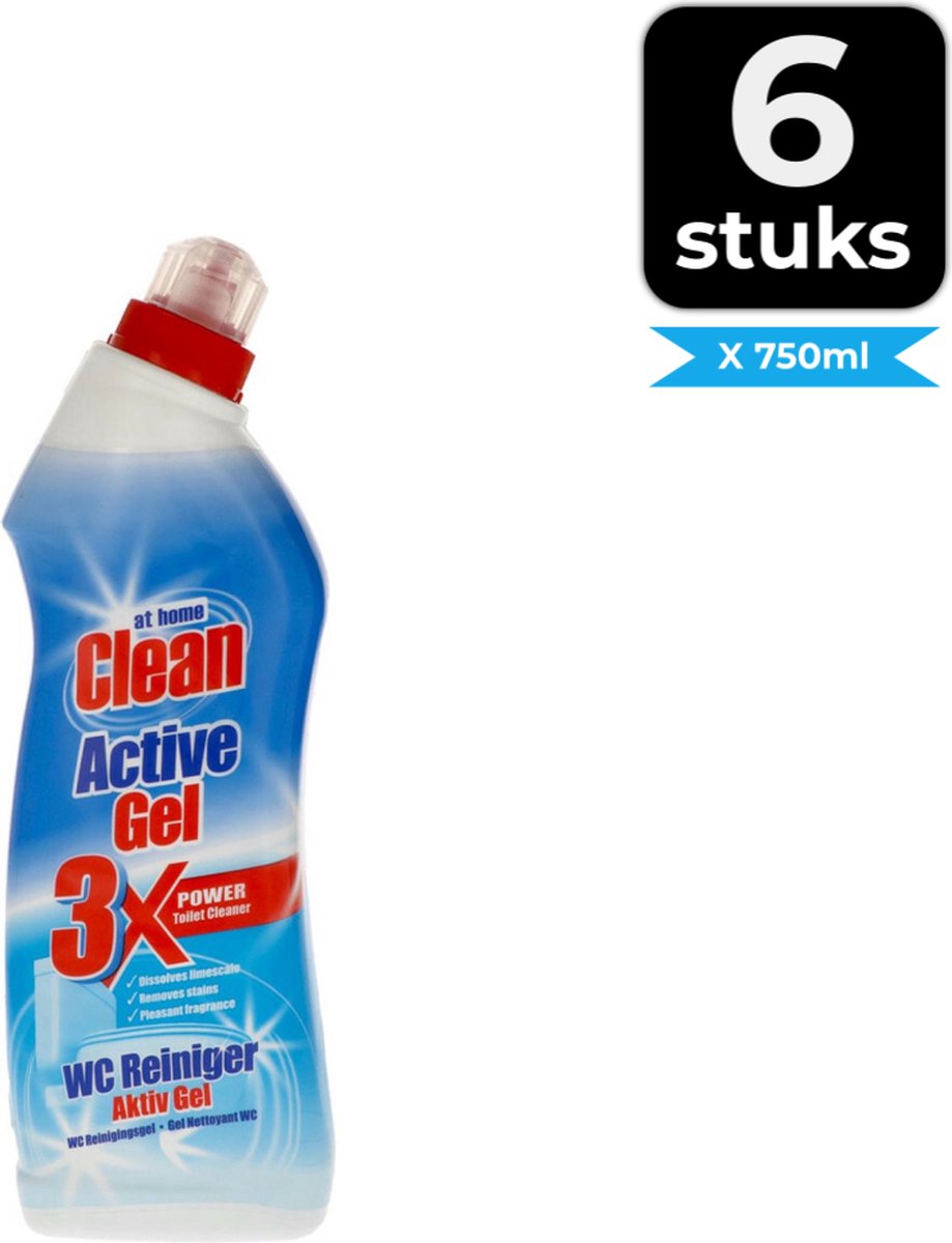 At Home Clean Toiletreiniger - Active Gel 750 ml - Voordeelverpakking 6 stuks