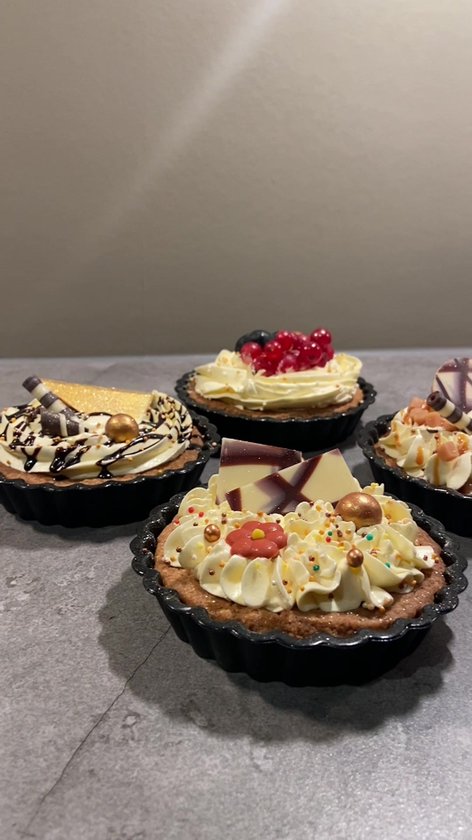 Moules à Tartelette Keufens - Set de 4 Pièces - Siliconen - Ø11cm - Passe au Four - Moules Mini Quiches