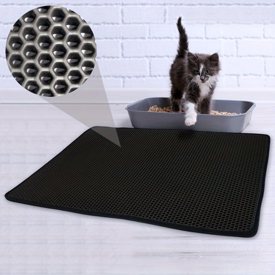Livano Tapis de bac à litière pour chat - Tapis Chats - Collecteur de grains - Tapis de nettoyage Bac à litière pour chat - Tapis de sortie de bac à litière pour chat - Tapis de bac à litière - Tapis de litière Cat - Antidérapant - Grijs - 30x30cm