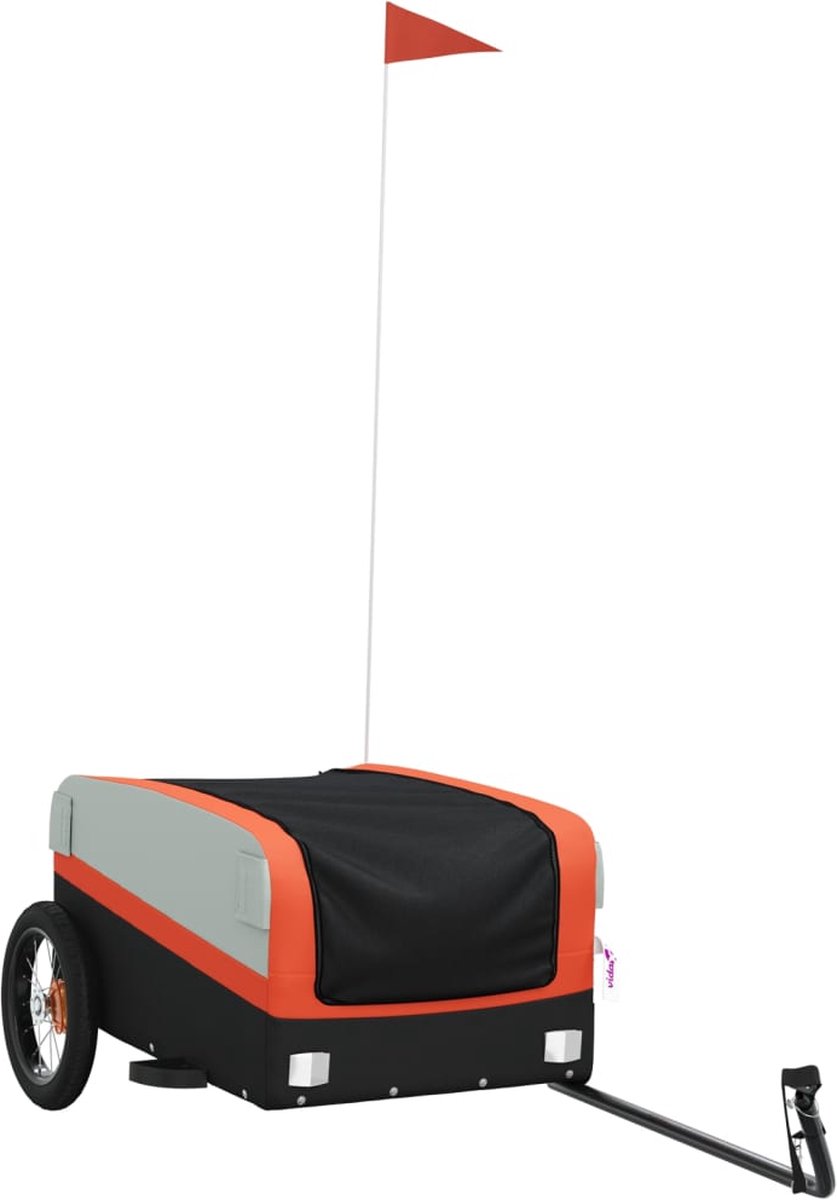 vidaXL - Fietstrailer - 30 - kg - ijzer - zwart - en - oranje