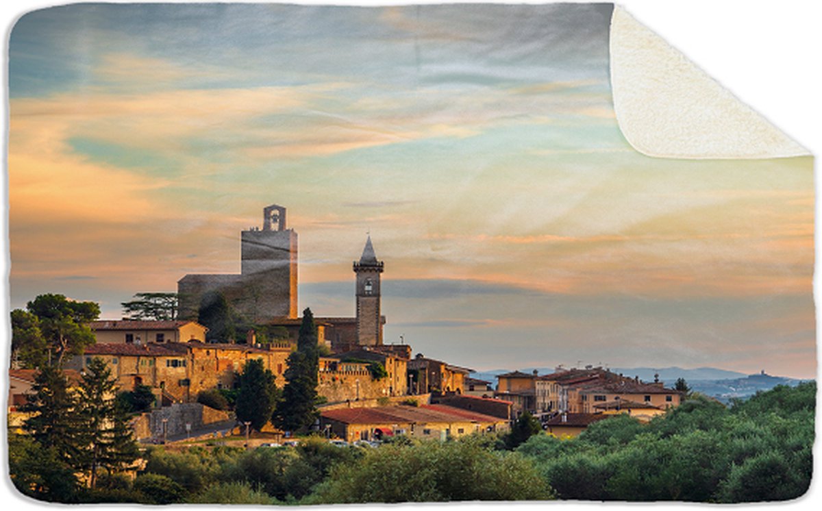 Fleecedeken Toren Italie, FD2023703, Plaid, 96x146cm, Polyester Sherpa
