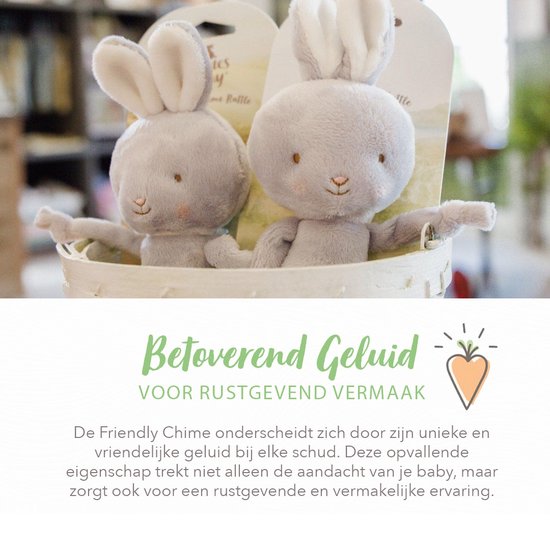 Bunnies By The Bay Rammelaar Konijn - Knuffel - Geborduurde details - 15 cm - Grijs van Bunnies By The Bay — afbeelding 5