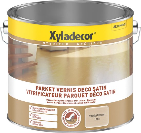 Xyladecor Vitrificateur Parquet Deco Satin. Couleur "Witgrijs/Blancgris" Satin.