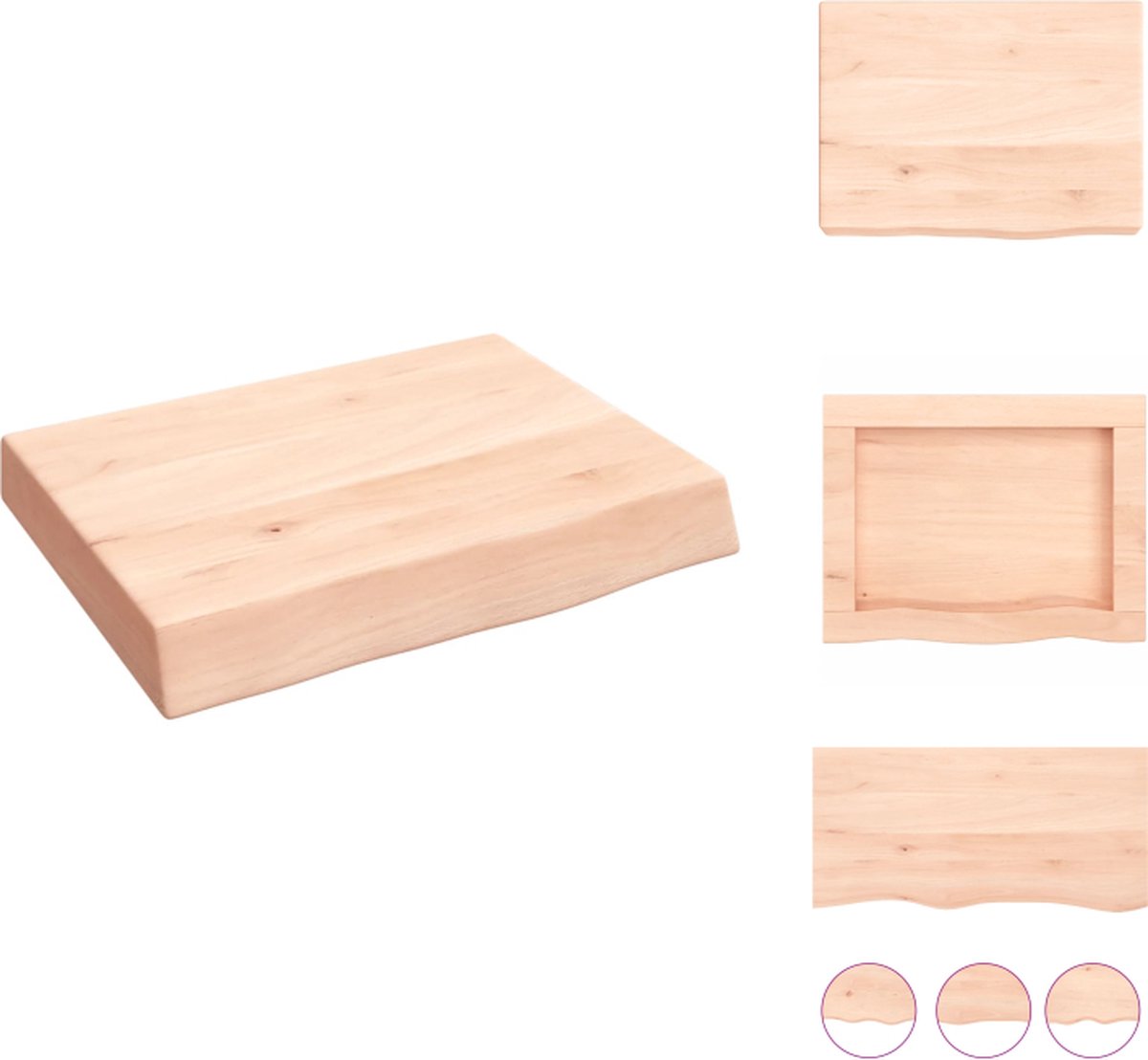 VidaXL Wandplank Eikenhout 40 x 30 x 6 cm Natuurlijke Rand Wandsteun