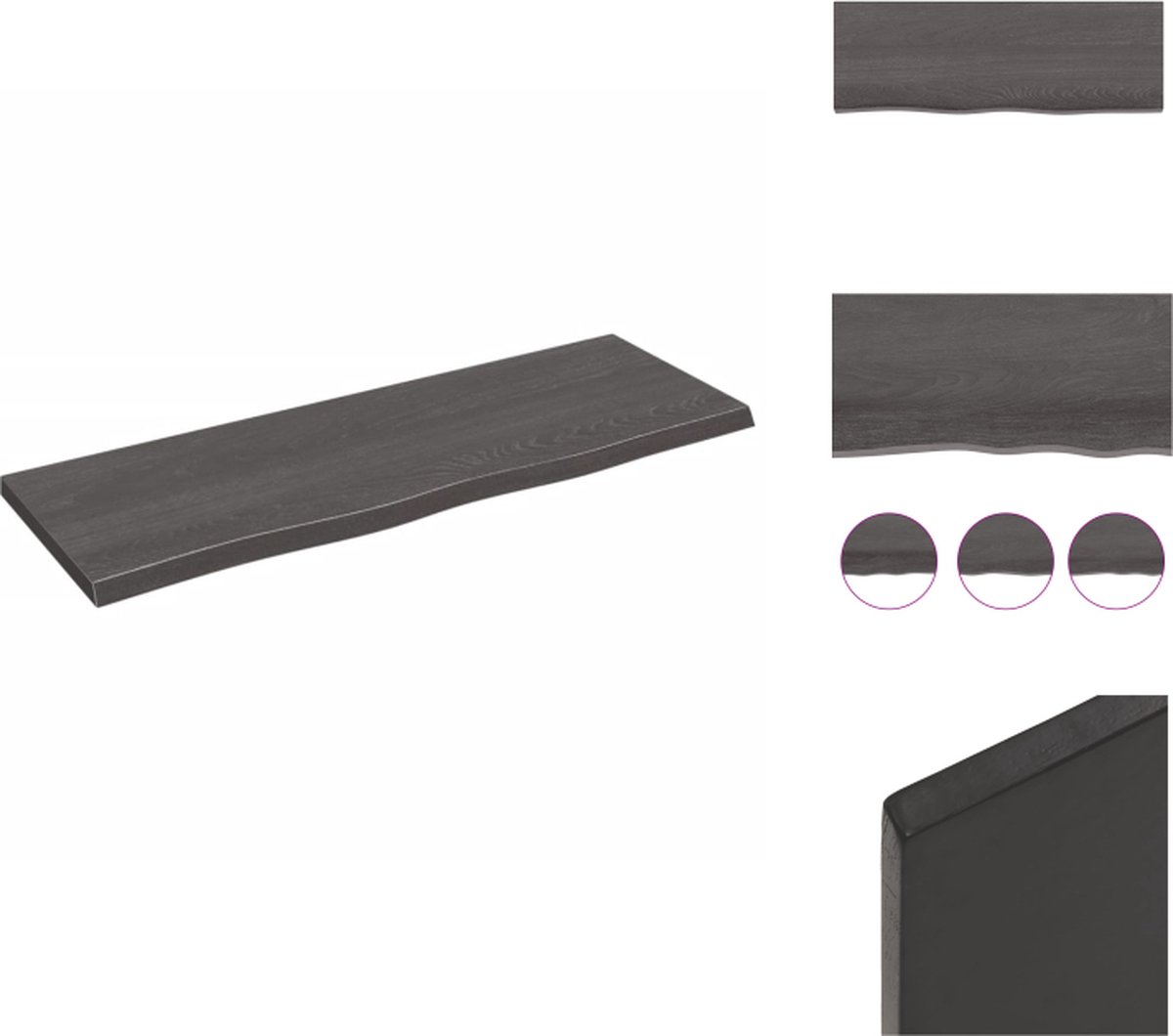 VidaXL Wandplank Rustieke Stijl Massief Eikenhout 80 x 30 x 2 cm Donkergrijs Wandsteun