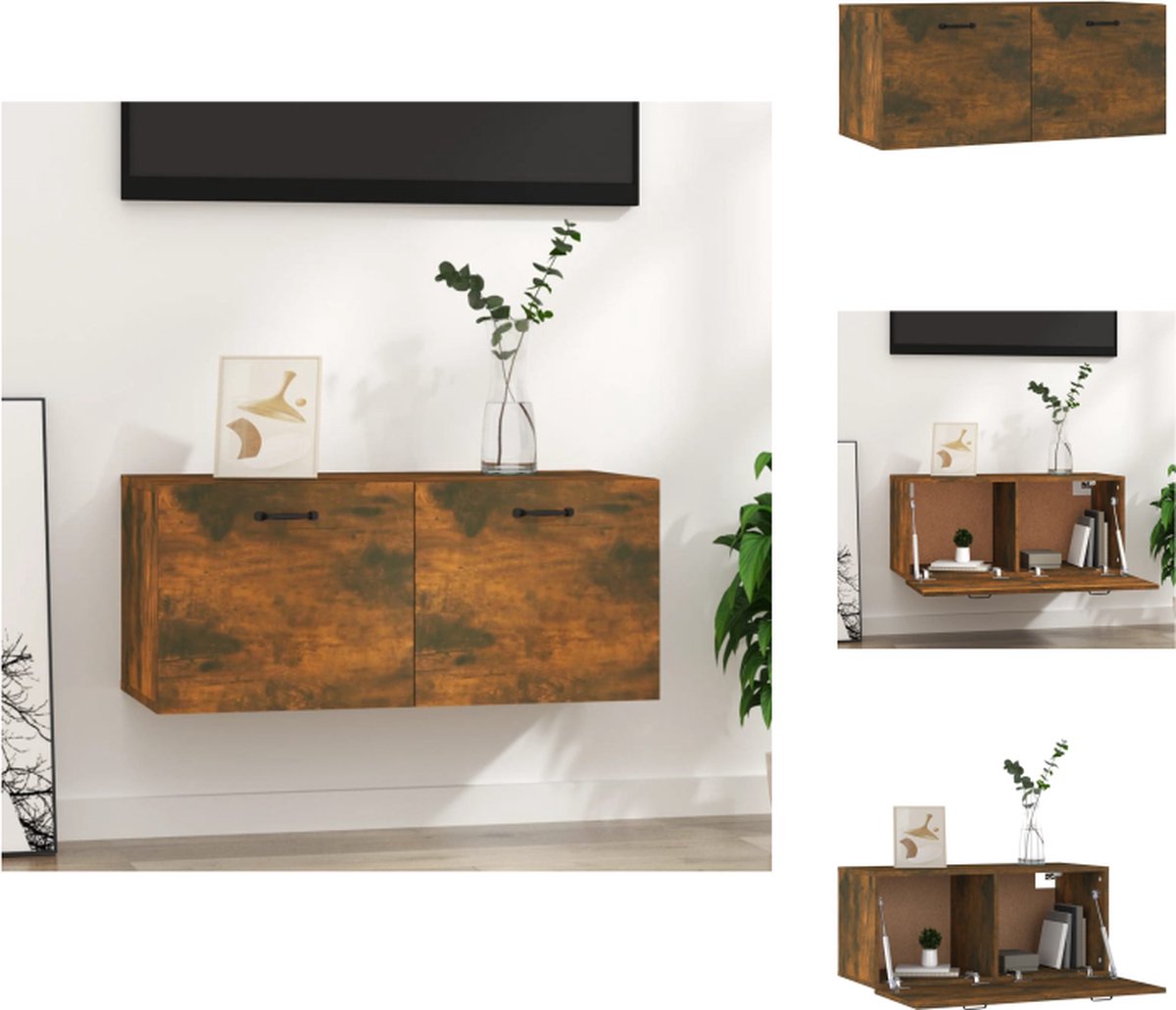 VidaXL Wandkast Wandmeubel 80 x 35 x 36.5 cm Gerookt Eiken Wandsteun