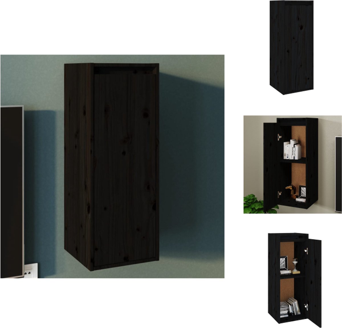 vidaXL Wandkast 80x39x40 cm spaanplaat zwart eikenkleurig