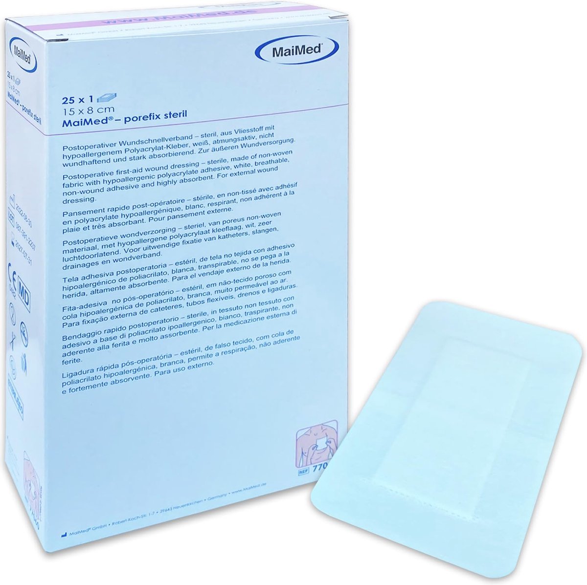 50 STUKS 15X8 CM GROOTE PLEISTERS STERIEL POREFIX EILANDPLEISTERS WONDPLEISTERS KLEEFVERBAND 15 CM. X 8 CM., LATEXVRIJ
