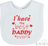 Bavoir Soft Touch Bib Bavoir "J'ai le meilleur papa de tous les temps !" Vaderdag des Pères Unisexe Katoen Wit/rouge Taille 33x22 Cm
