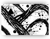 Abstract zwart wit schilderij - Schilderij zwart wit - Schilderij op canvas - Abstracte kunst - Woonkamer schilderij zwart wit - Minimalisme - 70 x 50 cm 18mm