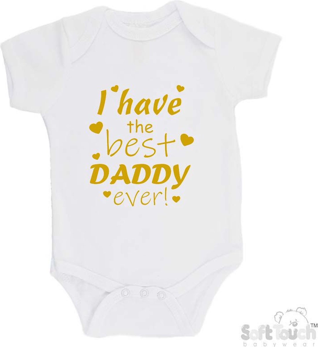 Goedkoopste Soft Touch Slabber Slabbetje Slab I have the best daddy ever! Vader Vaderdag Unisex Katoen Wit/goud shiny Maat 33x22 Cm