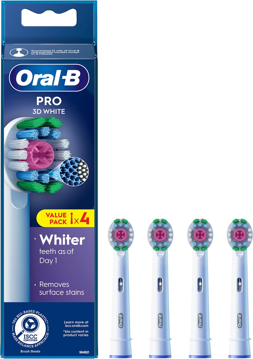Oral-B 3D White Pro - Opzetborstels met CleanMaximiser Technologie - 4 Stuks - Oral B